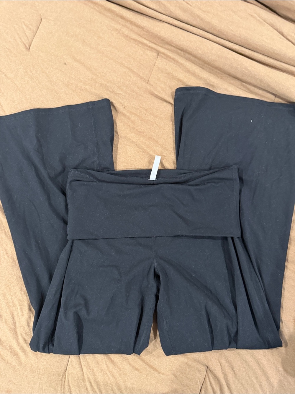 Fabletics Black Fold-Over Waist Wide Leg Pants